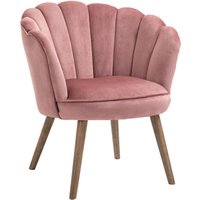 Esszimmerstuhl Küchenstuhl mit Rückenlehne Polyester Gummiholz Rosa von HOMCOM