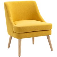 Esszimmerstuhl mit Armlehne Bürostuhl Polsterstuhl modern Leinen-Touch Holz Gelb 63 x 69 x 79,5 cm von HOMCOM
