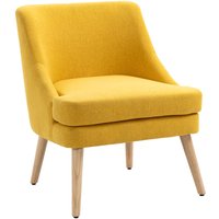 Homcom - Sessel Loungesessel mit Leinenoptik, Armlehne, Gepolstert Relaxsessel mit Holzbeine, für Wohnzimmer, Schlafzimmer, Gelb Homcom - Sessel Loungesessel mit Leinenoptik, Armlehne, Gepolstert Relaxsessel mit Holzbeine, für Wohnzimmer, Schlafzimmer, Gelb von HOMCOM