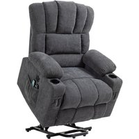 Homcom - Fernsehsessel mit Aufstehhilfe Elektrisch Relaxsessel mit Liege-, Heiz- und Massagefunktion, TV-Sessel mit Typ-C- und USB-Anschlüssen, von HOMCOM