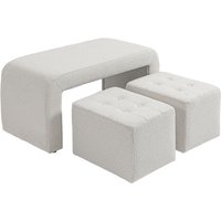 Fußhocker 3 tlg.,Sitzhocker, Ottomane mit 3 Hockern, Fußstütze, Weiß von HOMCOM