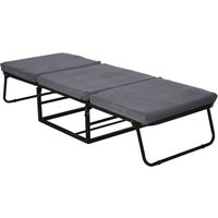Gästebett klappbar, 2in1 Verstellbare Kopfteilhöhe, Polyester+Stahl+Schaumstoff, Grau 192x68x37cm von HOMCOM