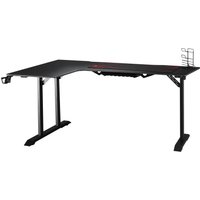 Gaming Tisch L-förmige mit Kopfhörerhaken Getränkehalterung Metall Schwarz+Rot 168 x 109 x 78 cm von HOMCOM