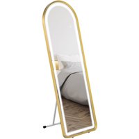Ganzkörperspiegel, 151,5 x 50 x 4 cm Wandspiegel mit Ständer, LED-Leuchte, Gold Ganzkörperspiegel, 151,5 x 50 x 4 cm Wandspiegel mit Ständer, LED-Leuchte, Gold von HOMCOM