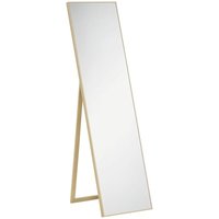 Standspiegel, Ganzkörperspiegel mit Holzmaserung, Ankleidespiegel, Schminkspiegel für Schlafzimmer, Wohnzimmer und Eingangsbereich, Silber+Hellbraun, Standspiegel, Ganzkörperspiegel mit Holzmaserung, Ankleidespiegel, Schminkspiegel für Schlafzimmer, Wohnzimmer und Eingangsbereich, Silber+Hellbraun, von HOMCOM