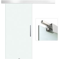 Glasschiebetür Schiebetür Tür Zimmertür mit Griffstange einseitig satiniert 2050x 1025 mm von HOMCOM