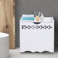 HOMCOM® Badschrank Wäschekorb mit Deckel MDF Weiß 55 x 34 x 58 cm   Aosom von HOMCOM