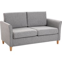 HOMCOM Doppelsofa gemütliches Sofa mit abnehmbaren Kissen aus Leinen in Hellgrau 141x65x78cm ideal für Wohnzimmer   Aosom.de von HOMCOM