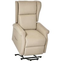 Homcom - Fernsehsessel mit Aufstehhilfe Elektrisch TV-Sessel mit Liegefunktion, Fernbedienung, Relaxsessel mit Leinenoptik, Seitentasche, bis 200 kg von HOMCOM