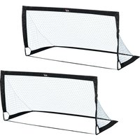 HOMCOM Fußballtore Set  2er Set Minitore, Faltbar aus Stahl und Tetrolon, Schwarz, 186x90x89 cm  Aosom.de von HOMCOM