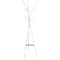 Garderobenständer, Kleiderständer mit 8 Haken, Garderobe mit Ablage, Standgarderob für Kleidung, Hüte, Taschen, Metall, Weiß, 45 x 45 x 180 cm von HOMCOM