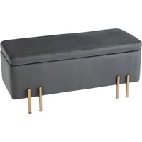 HOMCOM Sitzbank Polsterbank mit Stauraum Truhenbank Dunkelgrau Stoff Metall Gummiholz 100x40x42cm für Flur Wohnzimmer   Aosom.de von HOMCOM