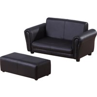 HOMCOM Kindersessel mit Fußhocker Kindercouch & Hocker Set in Schwarz, gemütliches Sofa für Kinder 83x42x41cm   Aosom.de von HOMCOM