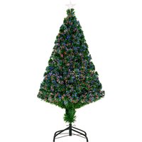 HOMCOM Weihnachtsbaum künstlicher Christbaum Tannenbaum Lichtfaser LED Baum mit Metallständer, Glasfaser-Farbwechsler, grün, 120 cm von HOMCOM