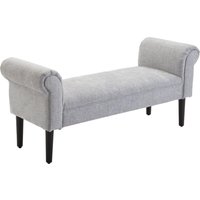 HOMCOM Polsterbank  Elegante Sitzbank für Lounge & Flur, Bettbank mit gerollten Seiten, Leinenstoff, Hellgrau  Aosom von HOMCOM