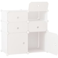 HOMCOM Schuhschrank, Regal mit Aufbewahrungsboxen, Kleiderschrank, Kunststoff, Stahl, Weiß, 75 x 37 x 73 cm von HOMCOM