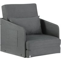 HOMCOM Schlafsofa 70x76x77cm  Sofabett, Einzelsofa mit waschbarem Bezug, 2 Seitentaschen, Kissen, Metall, Grau  Aosom.de von HOMCOM