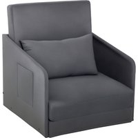 HOMCOM Schlafsofa 70x76x77cm Einzelsofa mit waschbarem Bezug und 2 Seitentaschen, Kissen, Metallrahmen, Grau für Wohnzimmer   Aosom.de von HOMCOM