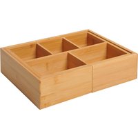 HOMCOM Aufbewahrungsbox  Ordnungsbox Schubladen, Organizer ausziehbar, Bambus, Natur, 24,6 x 17,6 x 7 cm  Aosom von HOMCOM