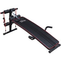 Homcom - Sit Up Bank Bauchtrainer Trainingsbank Fitnessbank verstellbar gepolstert inkl. Widerstandsbänder Stahl + pvc Schwarz + Rot 137,5 x 55,5 x von HOMCOM