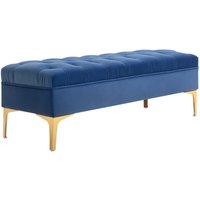 Sitzbank, Bettbank, Schuhbank mit erhöhten Beine, Schlafzimmer, Samt Blau 118 x 45 x 42 cm - Homcom von HOMCOM