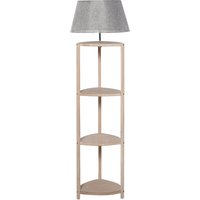 HOMCOM Stehlampe mit Ablage  Schlafzimmer Standleuchte, Skandinavisch, Holz & Leinen, grau, 46x46x158,5cm  Aosom.de von HOMCOM