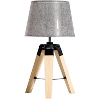 HOMCOM Tischlampe  Nachttischlampe in Leinenoptik, E27, Kiefer & Polyester, Grau, 24x24x45cm  Aosom.de von HOMCOM