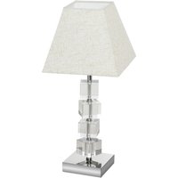 HOMCOM Tischlampe  Nachttischlampe mit drehbarem Kristallwürfel & Metallsockel, E14, cremeweiß, 20x20x47cm  Aosom.de von HOMCOM