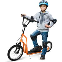 HOMCOM Kinderroller Scooter ab 5 Jahre Tretroller Cityroller mit Luftreifen 16 Zoll vorne 12 Zoll hinten Orange 135x58x88-94 cm   Aosom.de von HOMCOM