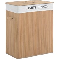 HOMCOM Wäschekorb 100L Wäschebox mit Deckel, Segeltuchsack aus Bambus, Natur, 52x32x63cm, ideal für Wäschesammlung   Aosom.de von HOMCOM