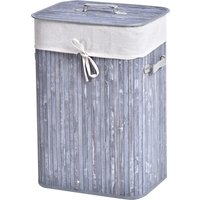 HOMCOM Wäschekorb mit Deckel 72L faltbarer Wäschesammler waschbarer Wäschesack aus Bambus mit Griffen Grau 40x30x60cm   Aosom.de von HOMCOM