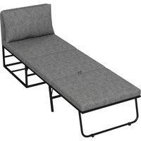 HOMCOM 1-Sitzer-Convertible-Sessel 2-in-1 klappbar mit Kissen und Staubschutzhülle, Metallrahmen, 1-Sitzer-Schlafsofa für Gäste, Wohnzimmer, Büro, Grau   Aosom von HOMCOM