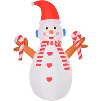 HOMCOM Aufblasbarer Schneemann 240 cm mit rotierender Beleuchtung Weihnachtsdeko für Garten & Party, weiß-rot, 180 x 100 cm   Aosom.de von HOMCOM