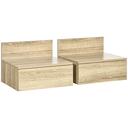 HOMCOM 2 Schwebende Nachttische 2er Set Wandmontierte Nachttische mit Aufbewahrungsschublade für Schlafzimmer Schlafzimmer Schlafzimmer Zuhause 43x36,5x30,5 cm Natur HOMCOM 2 Schwebende Nachttische 2er Set Wandmontierte Nachttische mit Aufbewahrungsschublade für Schlafzimmer Schlafzimmer Schlafzimmer Zuhause 43x36,5x30,5 cm Natur von HOMCOM