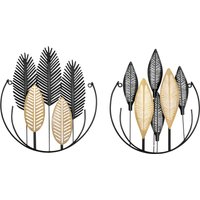 HOMCOM 3D-Wandbild Metall 2-Set Blätter Wandschmuck Modern für Wohnzimmerkunst Schwarz und Natur 40x46cm Aosom.de HOMCOM 3D-Wandbild Metall 2-Set Blätter Wandschmuck Modern für Wohnzimmerkunst Schwarz und Natur 40x46cm Aosom.de von HOMCOM