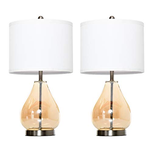 HOMCOM 2-Set Tischlampen Tischleuchten E27-Fassung Nachttischlampe 40 W Glas Leinen Stahl Bernstein Ø30 x 56H cm HOMCOM 2-Set Tischlampen Tischleuchten E27-Fassung Nachttischlampe 40 W Glas Leinen Stahl Bernstein Ø30 x 56H cm von HOMCOM