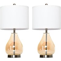 2-Set Tischlampen Tischleuchten E27-Fassung Nachttischlampe 40 W Glas Leinen Stahl Bernstein Ø30 x 56H cm 2-Set Tischlampen Tischleuchten E27-Fassung Nachttischlampe 40 W Glas Leinen Stahl Bernstein Ø30 x 56H cm von HOMCOM