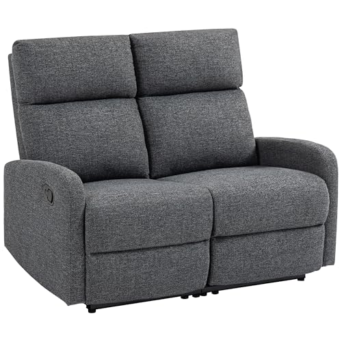 HOMCOM 2-Sitzer Chenille Sofa mit unabhängigen Reclining 145° max, Modernes gepolstertes 2-Sitzer Sofa mit Armlehnen und Fußstütze für Wohnzimmer, Wohnzimmer und Schlafzimmer, Grau von HOMCOM