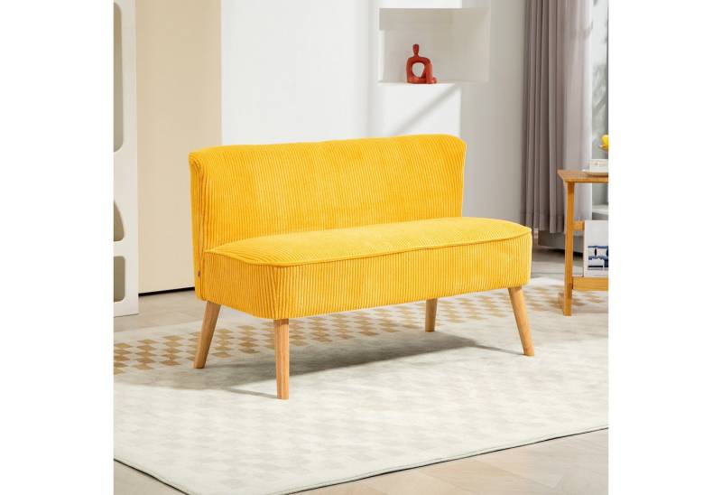HOMCOM 2-Sitzer Cordartiges Polyester Schaumstoff, Zweisitzer Sofa 1 Teile, für Wohnzimmer, Schlafzimmer 117 x 56,5 x 77 cm Gelb HOMCOM 2-Sitzer Cordartiges Polyester Schaumstoff, Zweisitzer Sofa 1 Teile, für Wohnzimmer, Schlafzimmer 117 x 56,5 x 77 cm Gelb von HOMCOM