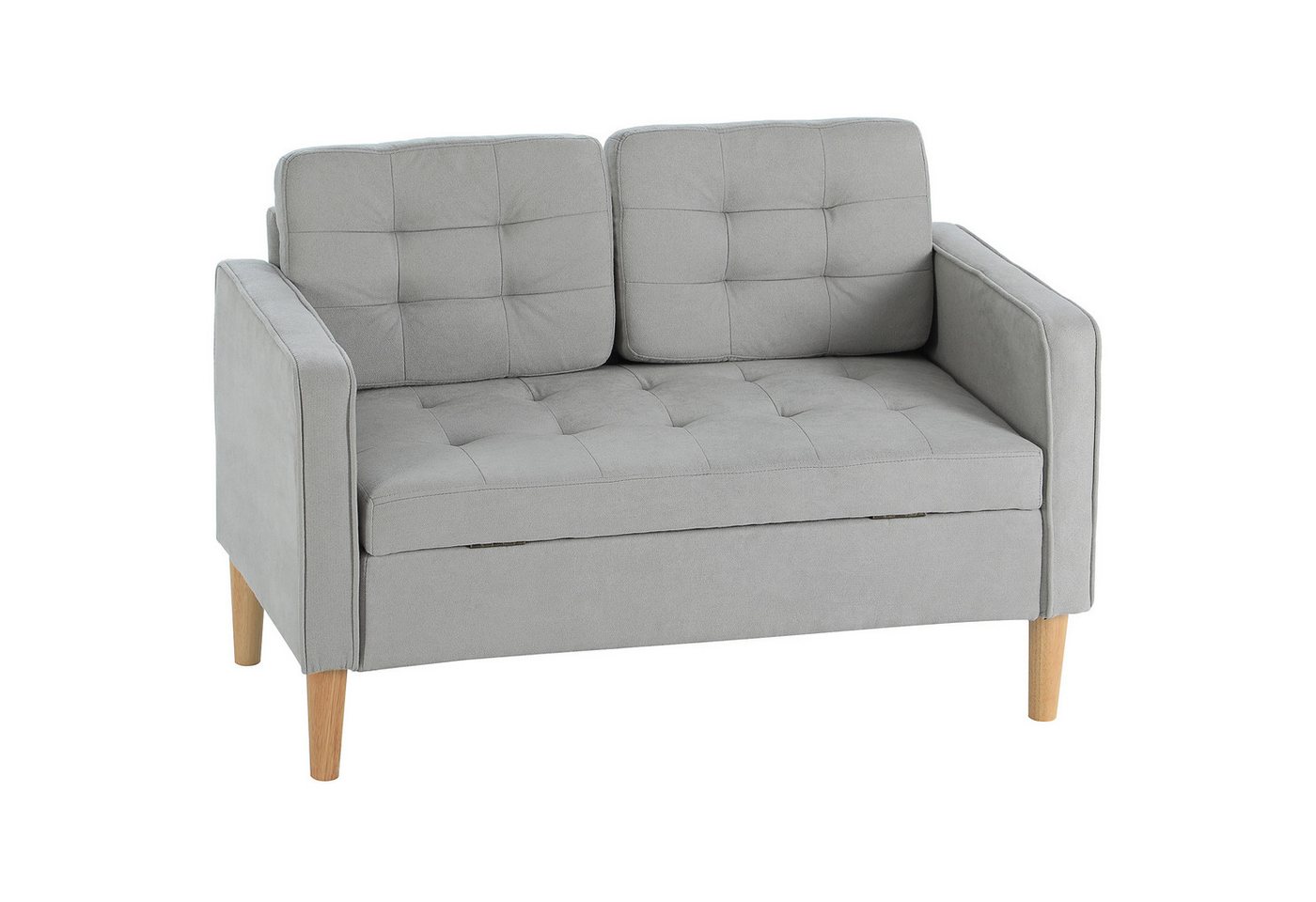 HOMCOM 2-Sitzer Couch mit Stauraum, Holzbeine, Polstersofa 1 Teile, für Wohnzimmer, Hellgrau HOMCOM 2-Sitzer Couch mit Stauraum, Holzbeine, Polstersofa 1 Teile, für Wohnzimmer, Hellgrau von HOMCOM