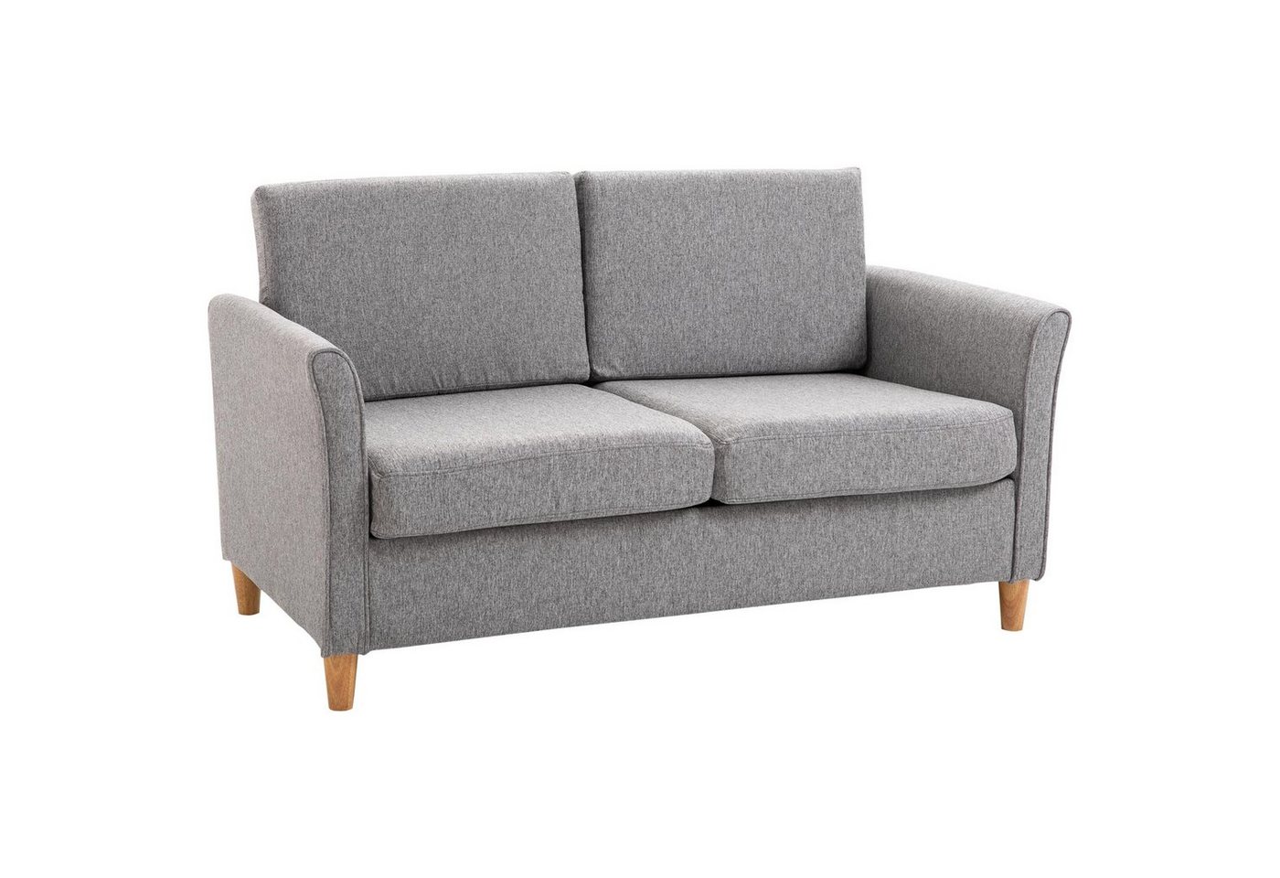 HOMCOM 2-Sitzer Polstersessel, Sofa Zweisitzer Couch Doppelsofamit Kissen Leinen Hellgrau von HOMCOM