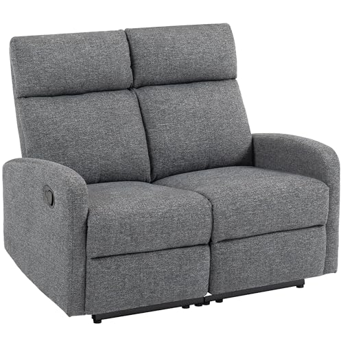 HOMCOM 2-Sitzer Relaxsessel Fernsehsessel Liegesessel mit Liegefunktion Sessel mit individuell Verstellbarer Rückenlehne, TV Sessel mit Chenille-Optik für Schlafzimmer Wohnzimmer, Grau von HOMCOM