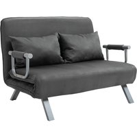 HOMCOM 2-Sitzer Schlafsofa mit Armlehne 65x69x80cm  3-in-1 Schlafsessel, Gästebett, Klappmatratze, Wildlederimitat, Grau  Aosom.de von HOMCOM