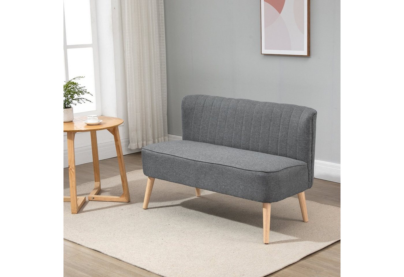 HOMCOM 2-Sitzer Sitzmöbel, Loungesofa, aus Holz, Samtartiges Polyster, Schaumstoff, Polstersofa 1 Teile, für Wohnzimmer, Hellgrau HOMCOM 2-Sitzer Sitzmöbel, Loungesofa, aus Holz, Samtartiges Polyster, Schaumstoff, Polstersofa 1 Teile, für Wohnzimmer, Hellgrau von HOMCOM