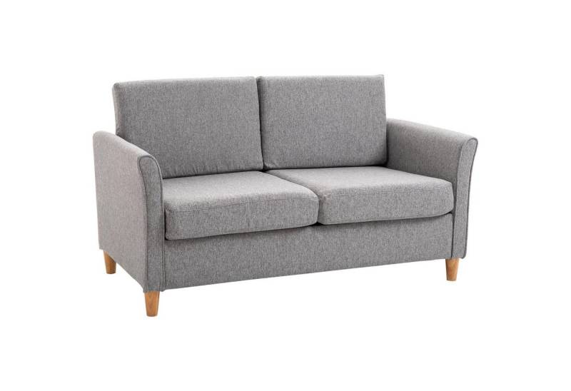 HOMCOM 2-Sitzer Sofa, Couch mit Holzbeine, Gepolsterter Polstersofa 1 Teile, Grau 70 x 141 x 78 cm von HOMCOM
