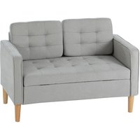 HOMCOM 2 Sitzer Sofa, Gepolstert Couch mit Stauraum, Holzbeine, Hellgrau von HOMCOM