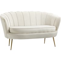 HOMCOM 2 Sitzer Sofa Couch Polstersofa Loveseat Armlehne Samt bis 150kg Wohnzimmer Schlafzimmer Creme 130x77x77cm   Aosom von HOMCOM