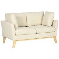 HOMCOM 2-Sitzer Sofa Doppelsofa in Leinenoptik, Zweisitzer mit Kissen bis 150 kg von HOMCOM