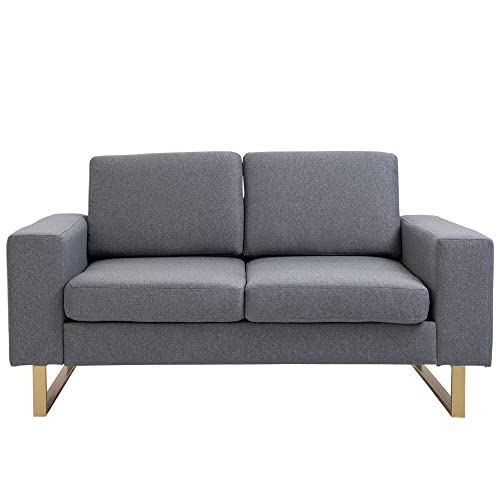 HOMCOM Polstersofa Stoffsofa Sitzmöbel Fernsehsessel Kissen Armlehne Leinen dunkelgrau 145 x 82 x 78 cm von HOMCOM