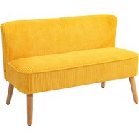 HOMCOM 2-Sitzer Sofa Polstersofa Doppelsofa Zweisitzer Sofa Cordartiges Polyester Schaumstoff für Wohnzimmer, Schlafzimmer 117 x 56,5 x 77 cm Gelb   Aosom von HOMCOM